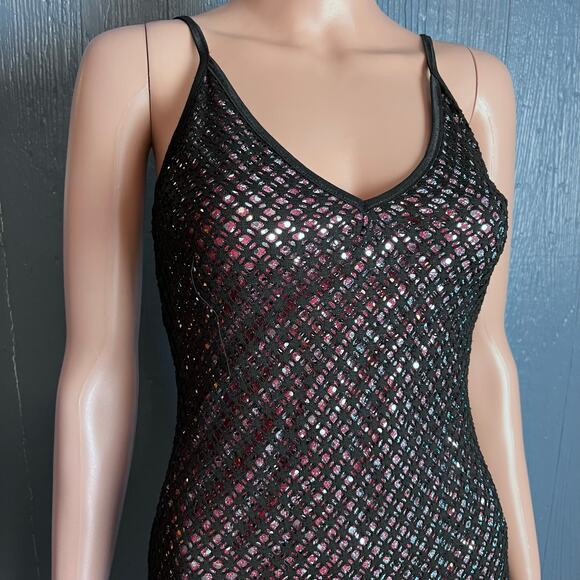 Rampage Mesh Sequin Mirror Bodycon Stretchy Maxi Dress Resort Cruise Party Med - Picture 2 of 5